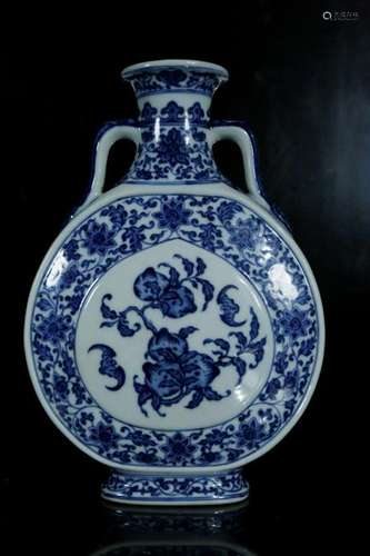 A blue and white vase