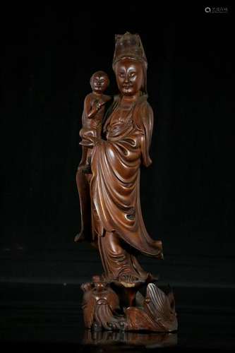 A boxwood carved guanyin