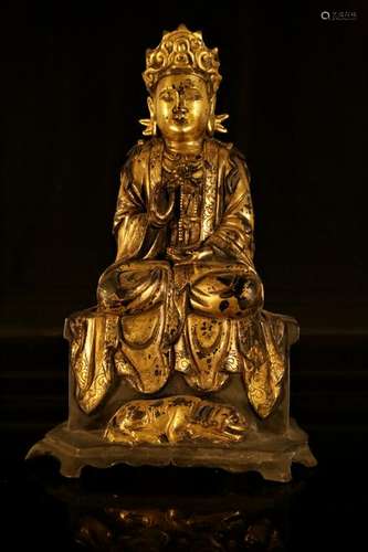 A gilt-bronze guanyin