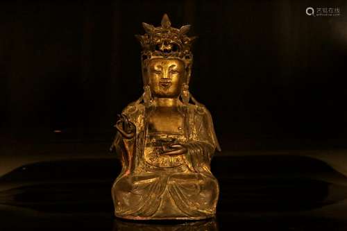 A gilt-bronze guanyin