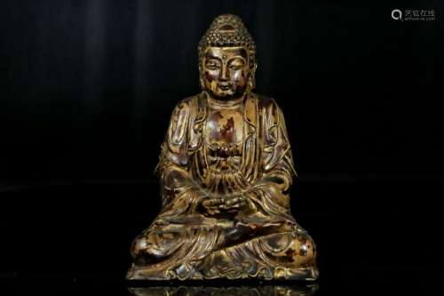 A boxwood paint gold sakyamuni buddha