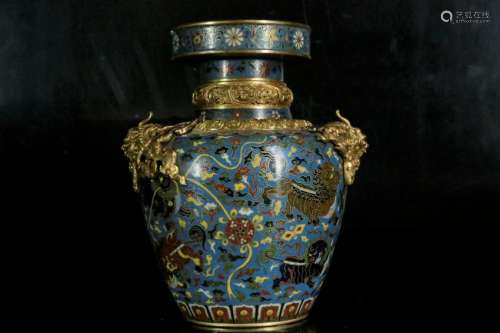 A gilt-bronze and cloisonne enamel jar
