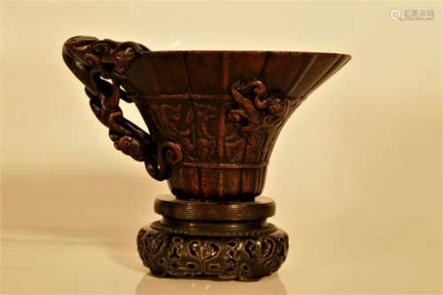 A eaglewood 'chi-dragon' cup