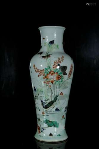 A wucai 'flower and bird' vase