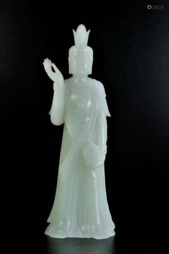A white jade figure of buddha