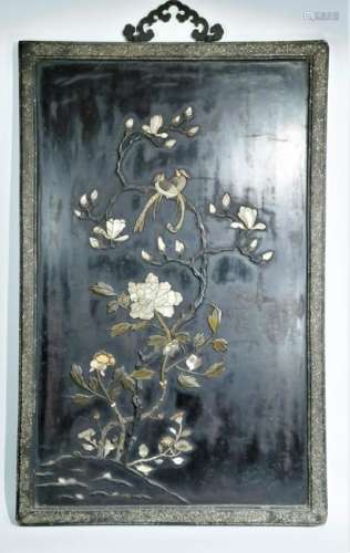 A black lacquer inlay treasure hanging panel