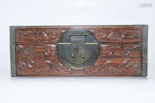 A 17 century huanghuali wood 'chi-dragon' box