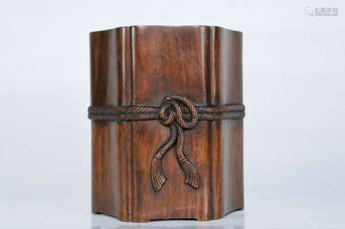 A huanghualiwood 'knots' brush pot