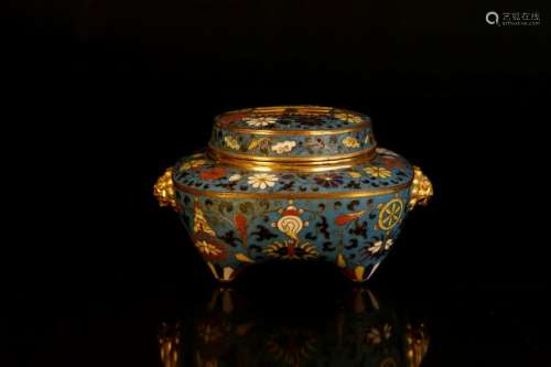 A cloisonne censer and cover