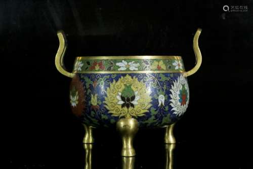 A cloisonne tripod cenver