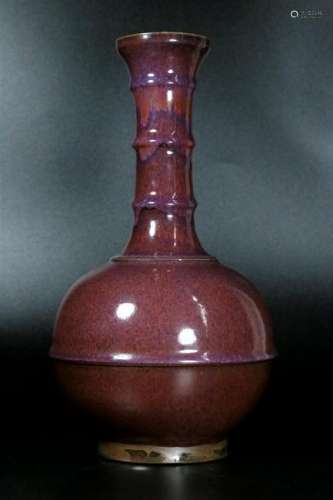 A flambe-glazed vase