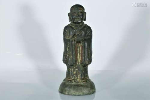A gilt-bronze figure of luohan