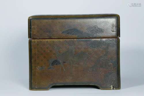 A lacquuer rectangular 'deers' box and cover