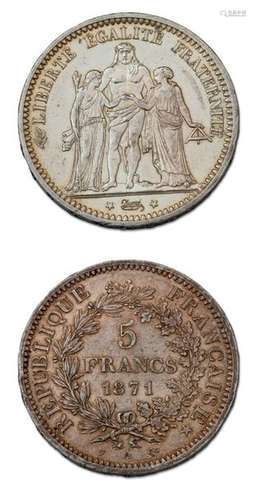 COMMUNE de PARIS (18 mars 28 mai 1871) 5 francs Ca…