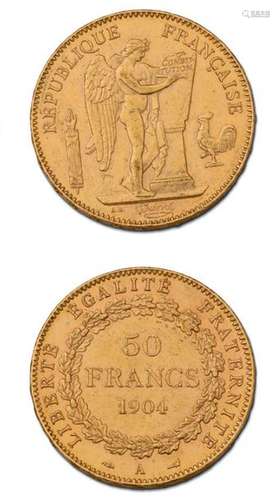 50 francs or, type Génie. 1904. Paris. G. 1113. TT…