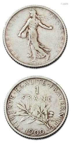 1 franc, type Semeuse. 1900. 50 centimes. 1897. G.…