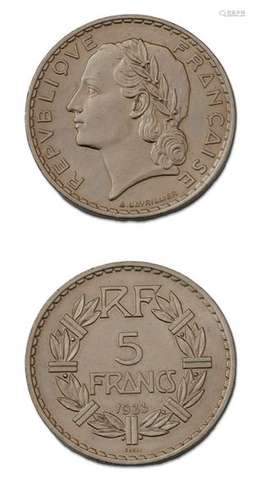 5 francs Lavrillier. 1933. Essai. G. 760. Splendid…