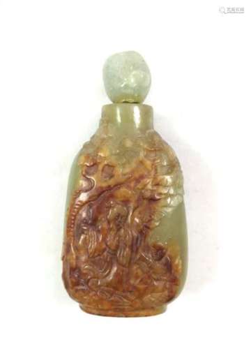 Flacon tabatière en jade jaune infusion de rouille…