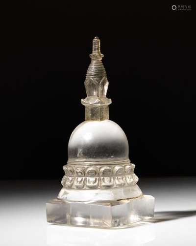 Stupa Népal. C. 18° siècle Cristal de roche. H. 12…