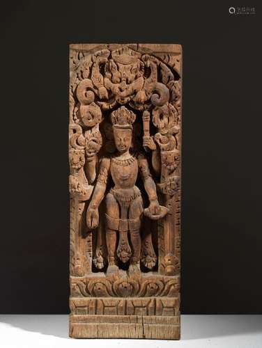 Vishnu Népal C. 18° siècle Bois. H. 40 cm Élément …