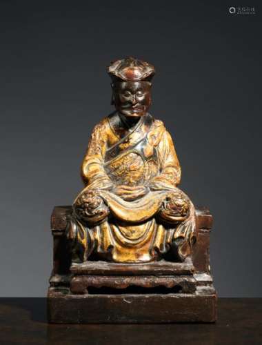 Dignitaire religieux Chine. C. 18° siècle Bois. H.…