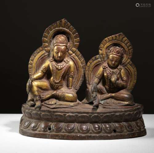 Indra et Indrani Népal. C. 18° 19° siècle Cuivre r…