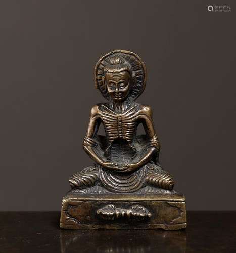 Buddha ascète Inde 20° siècle Alliage cuivreux. H.…