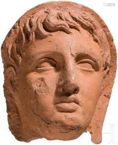 Terrakotta-Votivkopf eines jungen Etruskers, etruskisch, 2. Hälfte 1. Jhdt. v. Chr.Lebensgroße