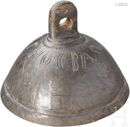 Bronzeglocke, östlicher Mittelmeerraum, byzantinisch, 10. - 12. Jhdt.Tierglocke mit eingravierter