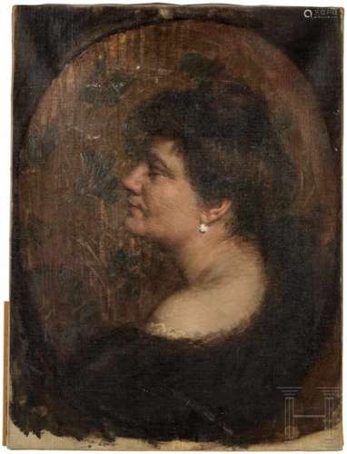 Damenportrait, München/Wien, um 1910Öl auf Leinwand. Portrait einer Dame mit Diamantohrring und