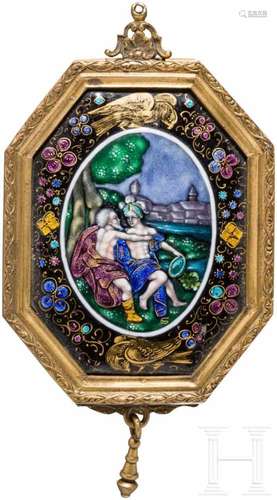 Renaissance-Emailleplakette, Limoges, 17. Jhdt., Jean oder Francois I. Limosin zugeschriebenIn