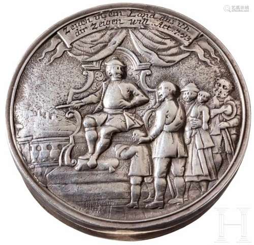 Steckmedaille, Salzburger Emigranten, Daniel Höckhinger, Augsburg, um 1732Detailreich ziselierte und