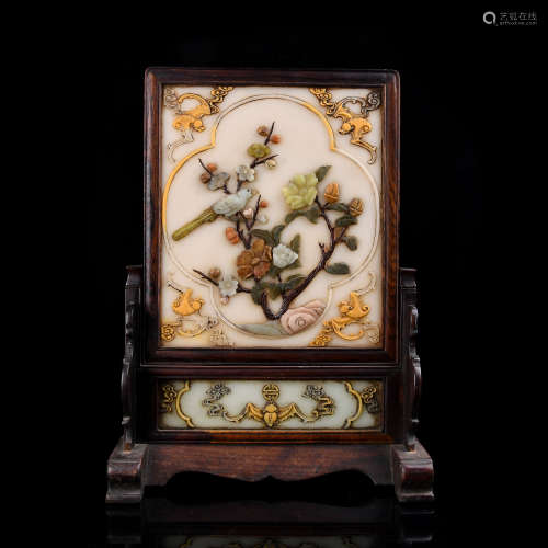 A Chinese Carved Jade Screen