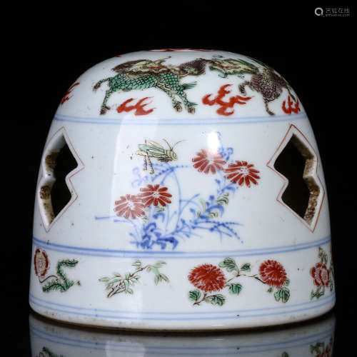 A Chinese Wu-Cai Glazed Porcelain Incense Burner
