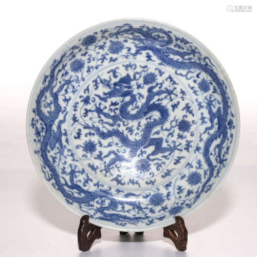 A Chinese Blue and White Porcelain Plate