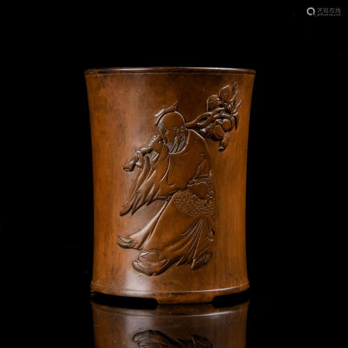 A Chinese Carved Bamboo Brush Pot