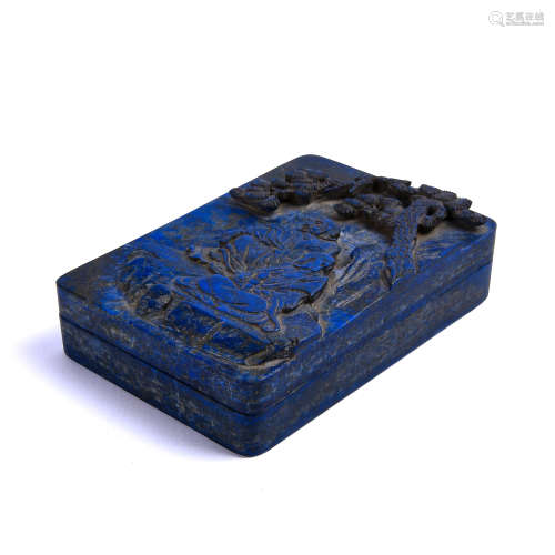 A Chinese Carved Lapis Lazuli Ink Case