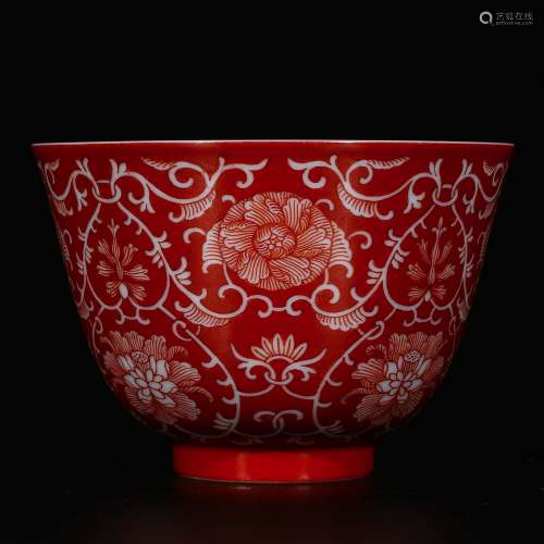 A Chinese Iron-Red Glazed Porcelain Cups