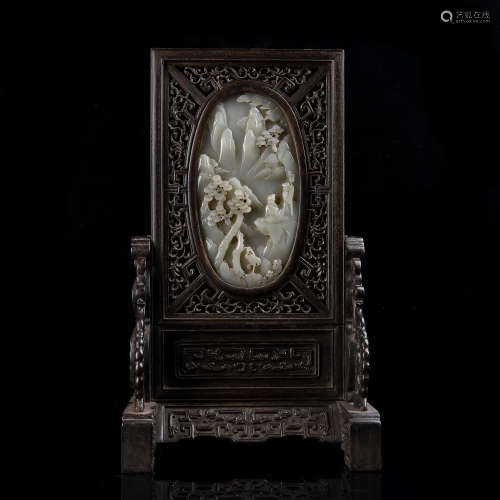 A Chinese Carved Jade Screen