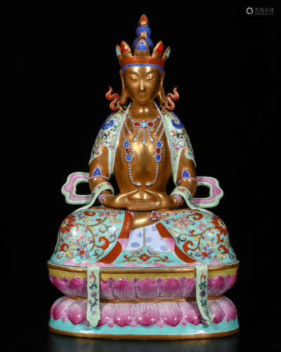 A Chinese Famille-Rose Porcelain Figure of Buddha