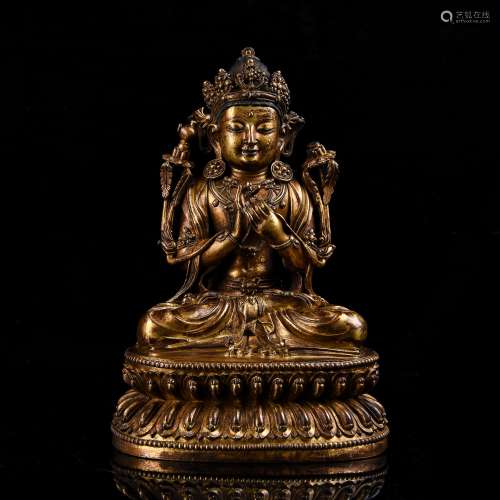 A Chinese Gilt Bronze Figure of Buddha