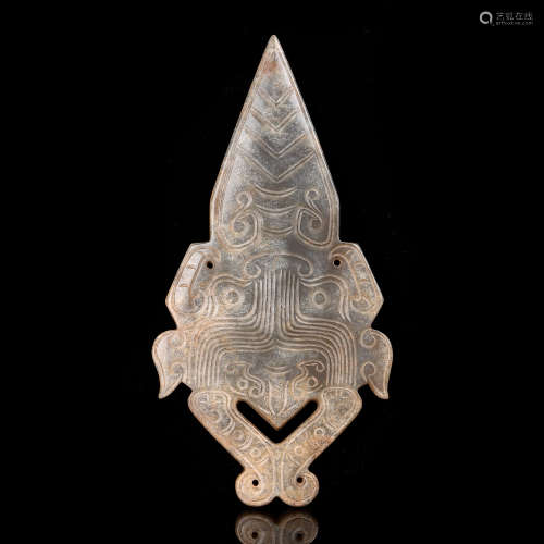 A Chinese Carved Jade Sword Pendant