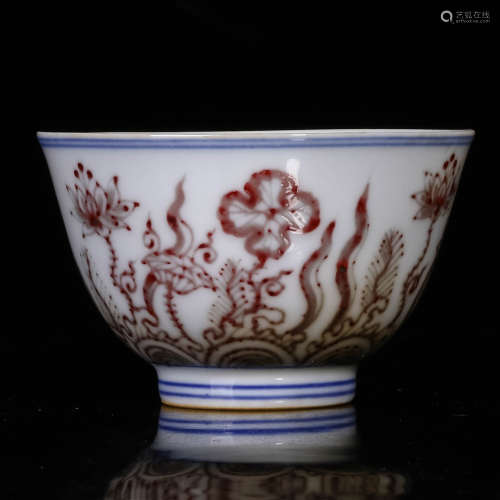 A Chinese Iron-Red Glazed Porcelain Cup