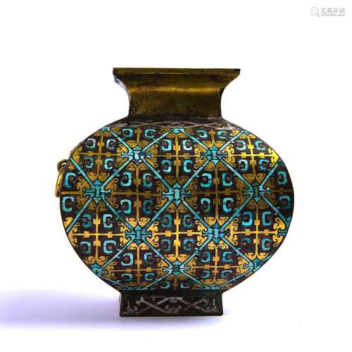 A Chinese Bronze Vase with Gold Inlaid