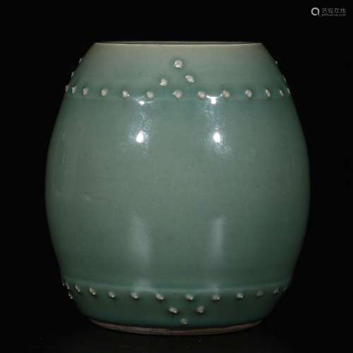 A Chinese Celadon Glazed Porcelain Stool