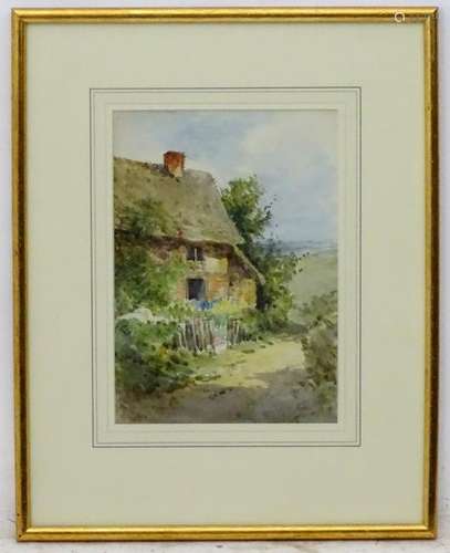 D. Pritchard, XIX-XX, Watercolour, A country cottage,