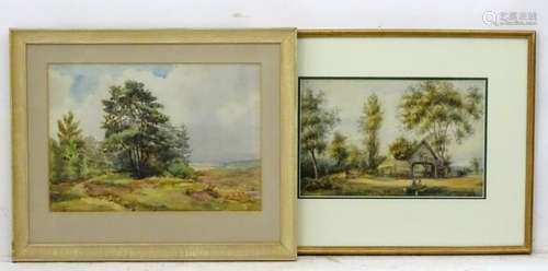 19thC watercolour, Driving sheep through a farmyard,