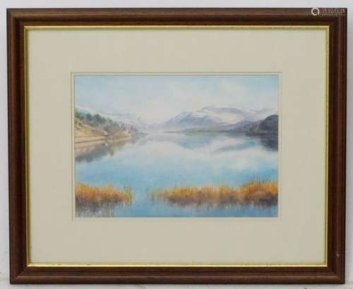 Rod Willis, XX, Watercolour, Lake and snowy mountains,