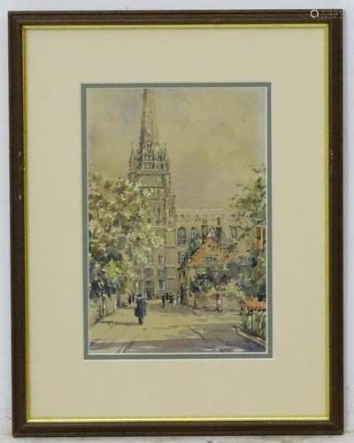 CE Salvage, mid XX, Watercolour, Norwich Cathedral and