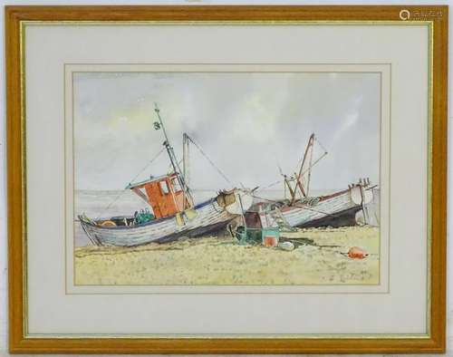 Mrs Dorothy Graham, XX, Watercolour, Fishing boats on a